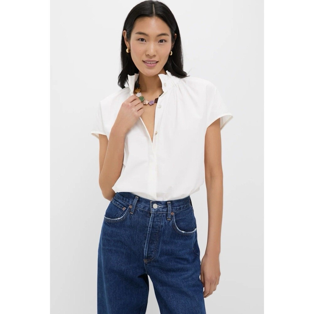 Pomander Place White Rae Blouse L  Tuckernuck preppy, classic, quiet luxury